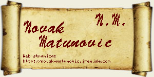 Novak Matunović vizit kartica
